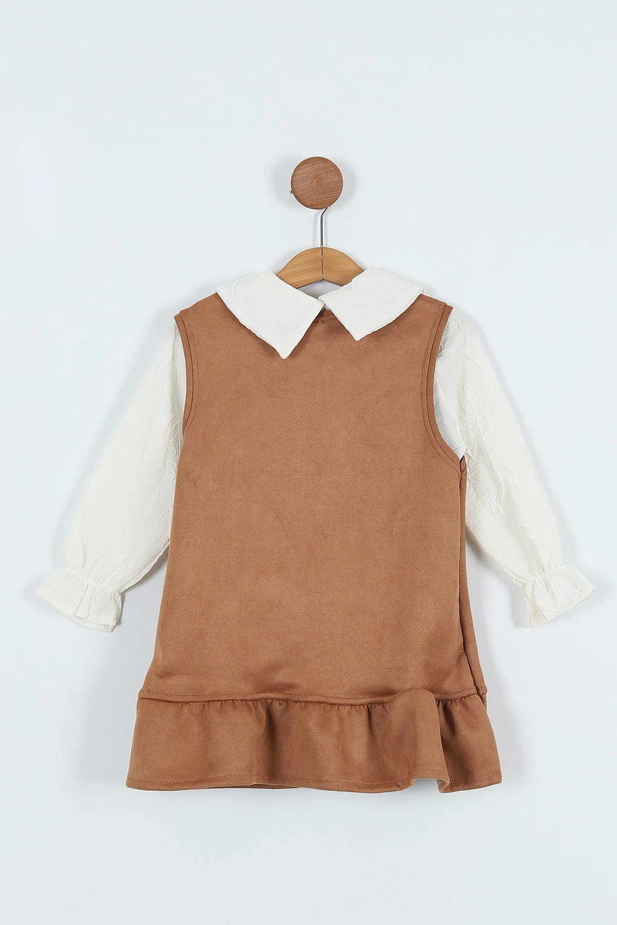 Taba (3-7 Yaş) Gömlekli Süet Salopet Takım 260462
