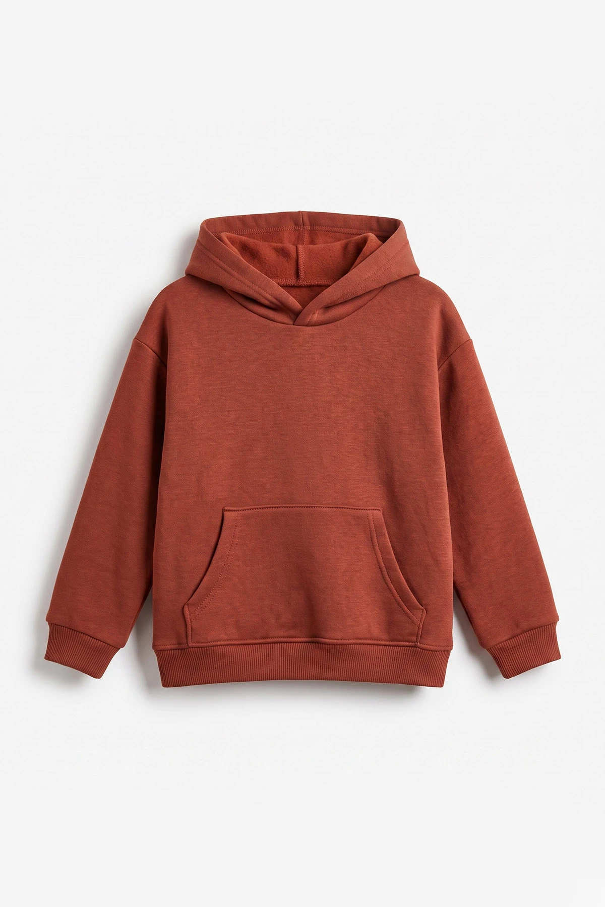 Taba (5-12 Yaş) Baskısız Kapüşonlu 3 İp Şardonlu Erkek Çocuk Sweatshirt 481759