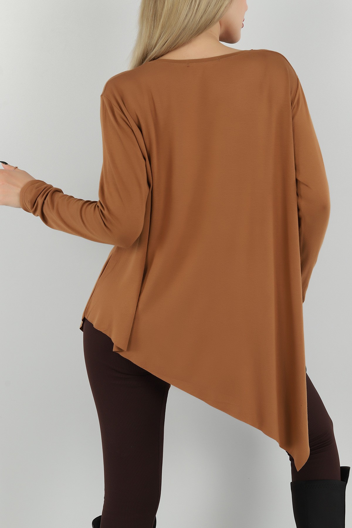 Taba Asimetrik Kesim Viskon Bluz -T 148792