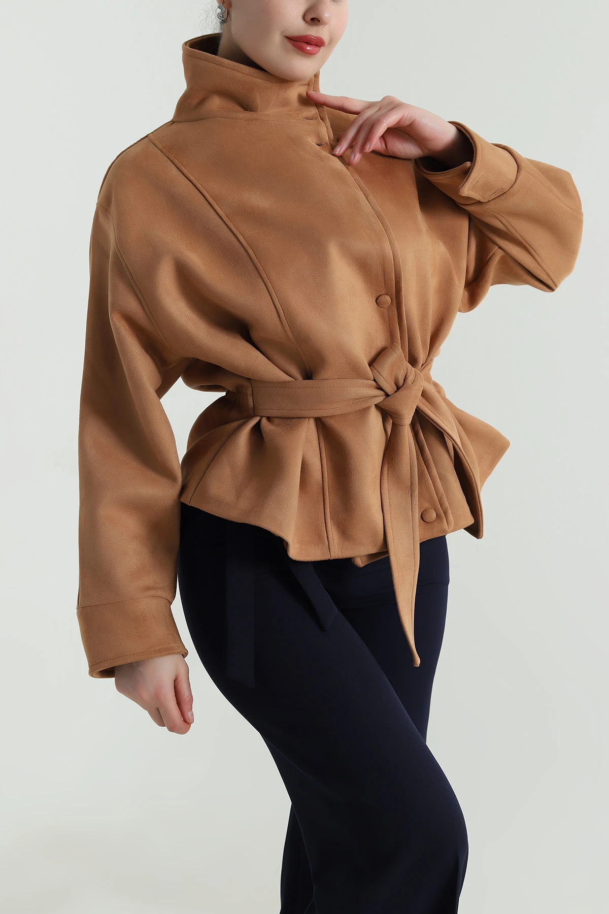 Taba Astarlı Cepli Süet Kadın Mont 498300