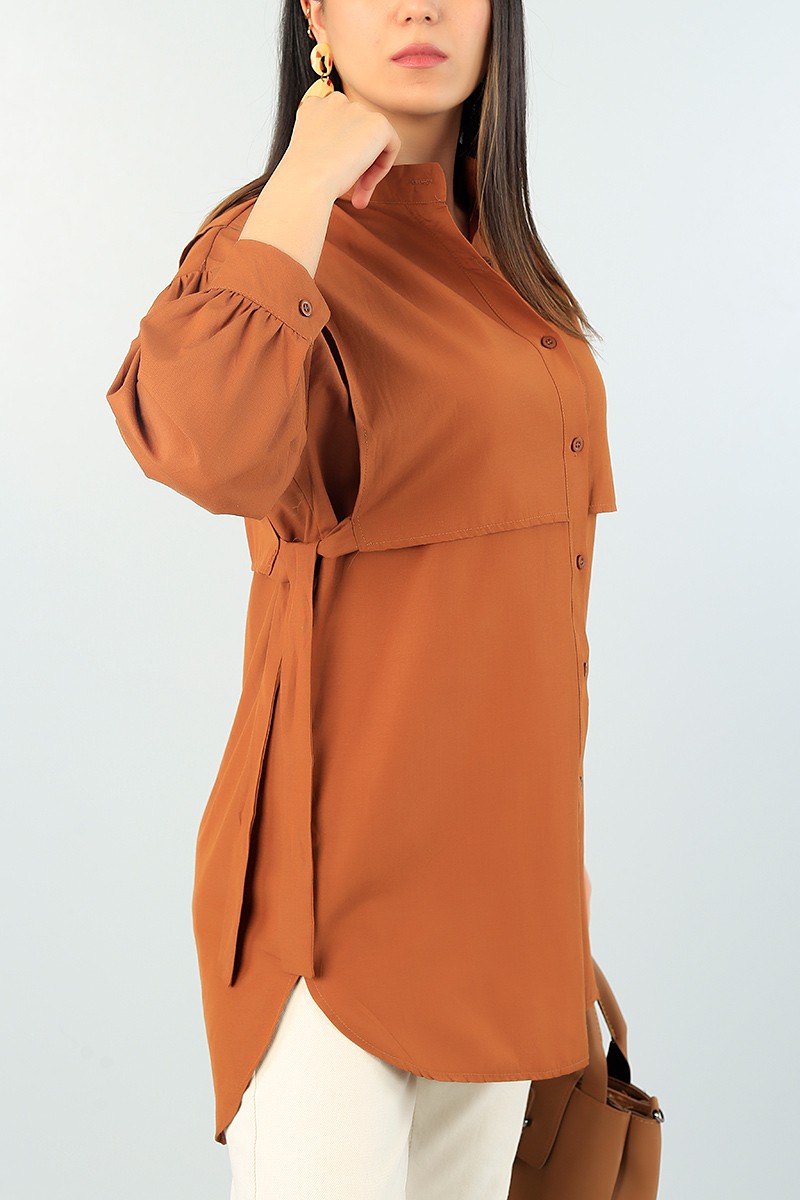 Taba Bağlamalı Dokuma Gömlek Tunik 65894