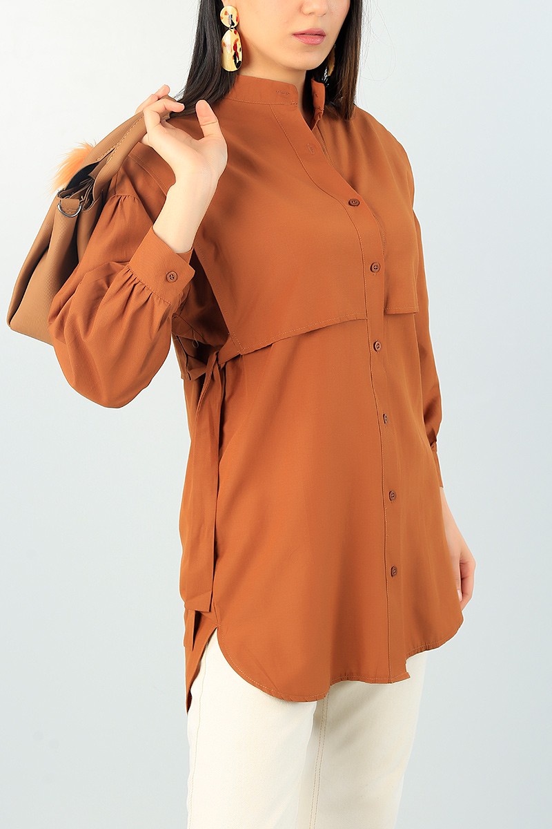 Taba Bağlamalı Dokuma Gömlek Tunik 65894
