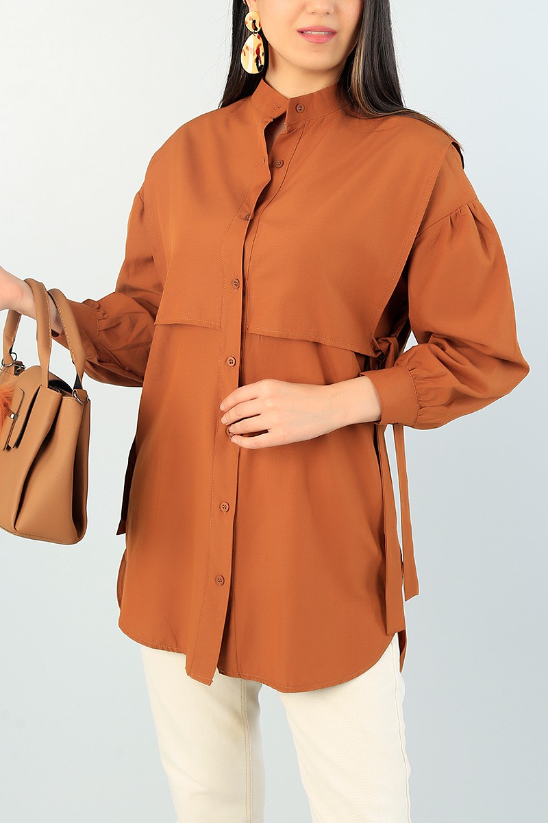 Taba Bağlamalı Dokuma Gömlek Tunik 65894