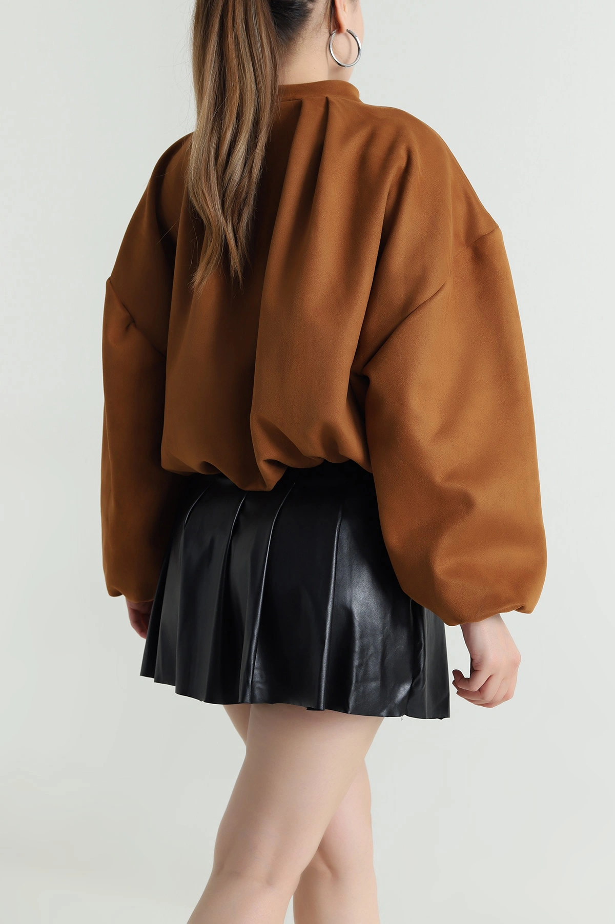Taba Balon Bomber Kadın Süet Mont 483999
