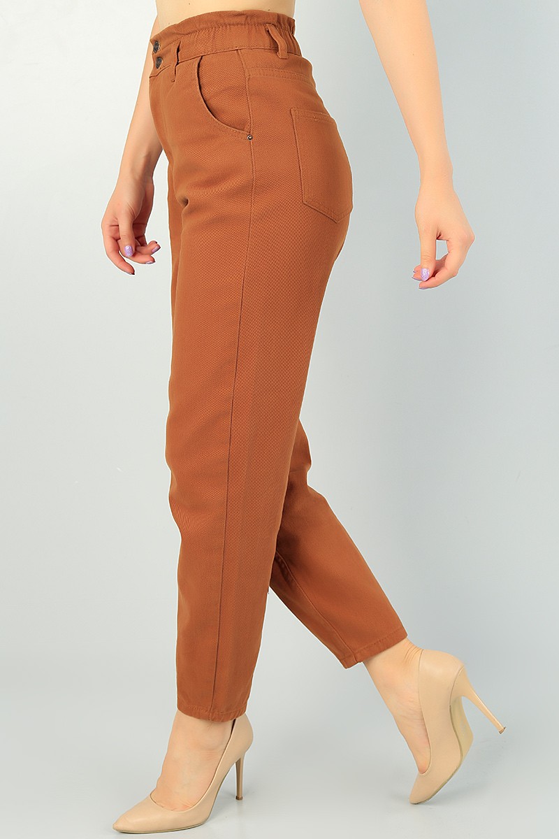 Taba Beli Lastikli Bayan Mom Kot Pantolon 73084