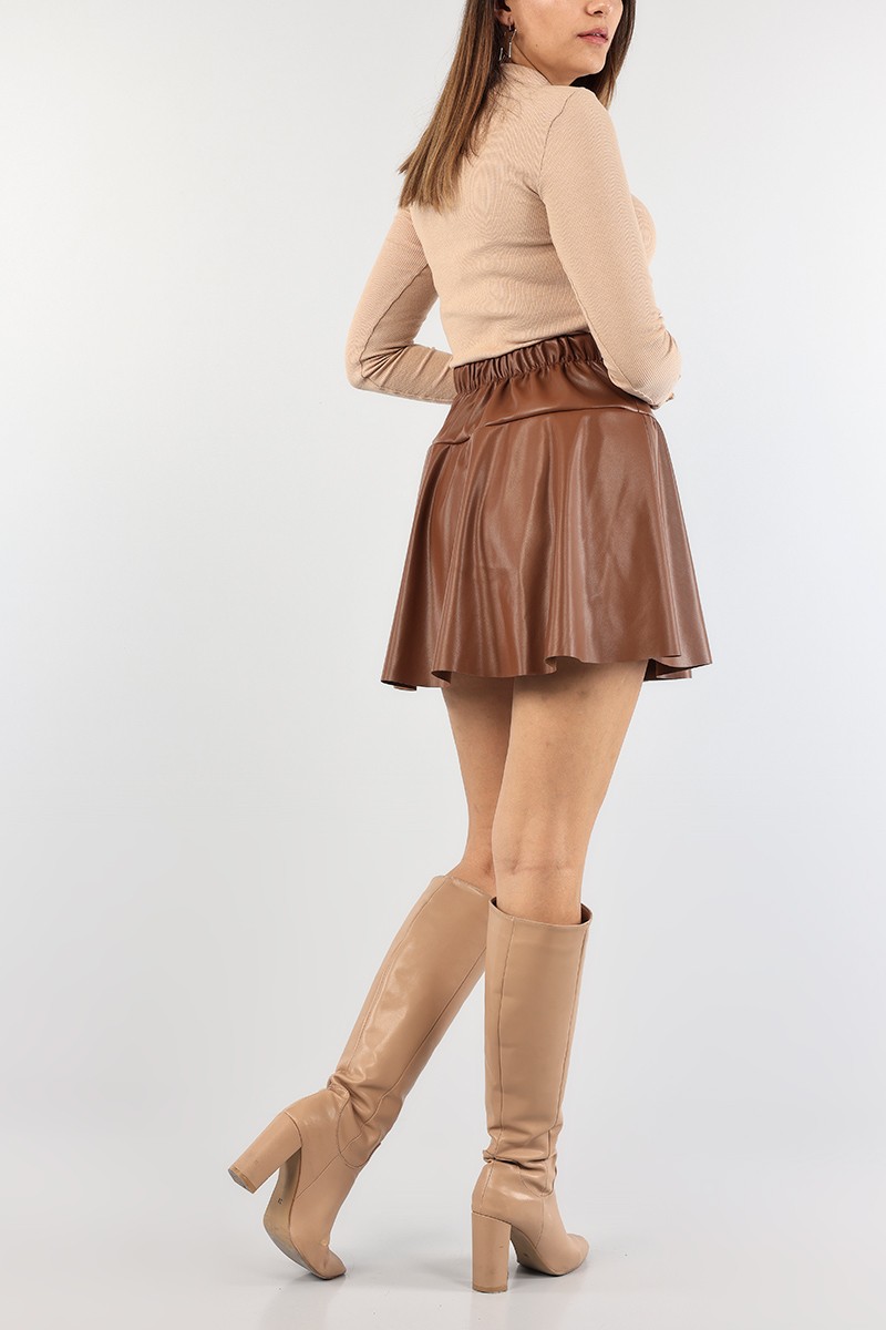 Taba Beli Lastikli Deri Etek 89769