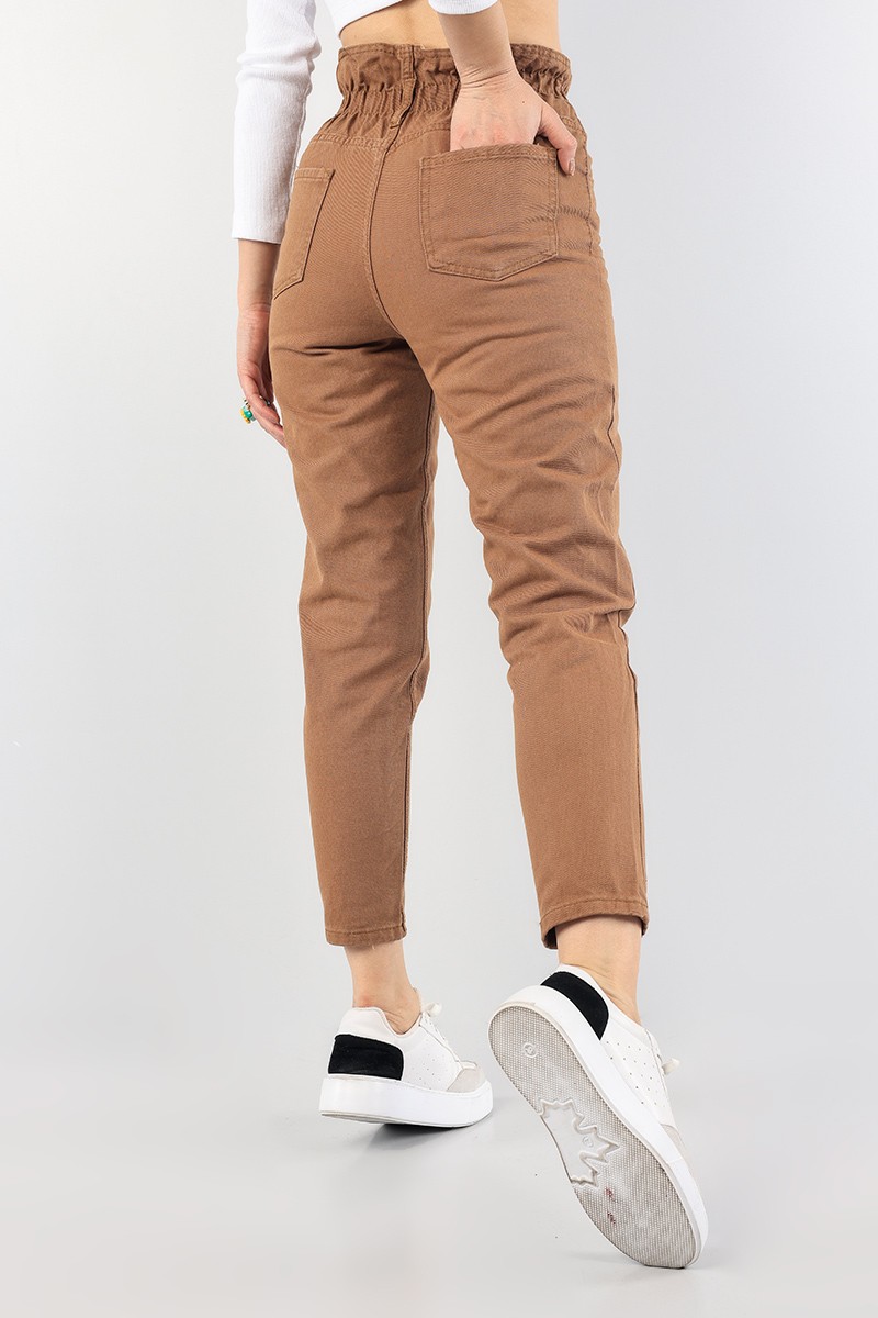 Taba Beli Lastikli Mom Bayan Kot Pantolon 88599
