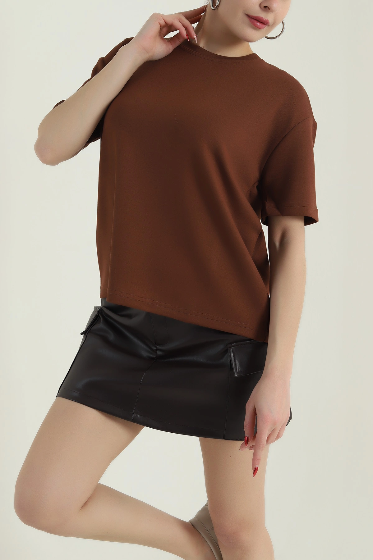 Taba Bisiklet Yaka Oysho Kadın Tişört 428170
