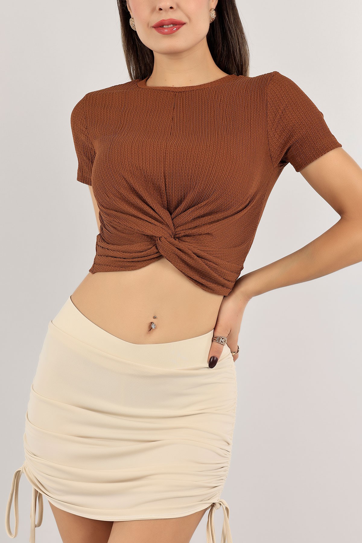 Taba Bürümcük Kumaş Bluz 124038
