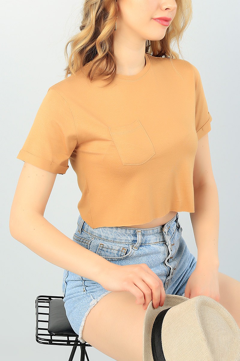Taba Cepli Duble Kol Crop Tişört 65400