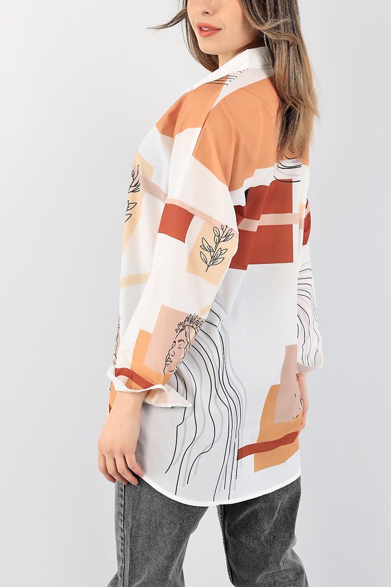 Taba Dijital Baskılı Crep Gömlek Tunik 96419
