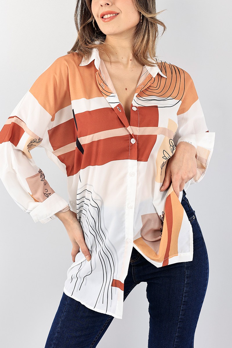 Taba Dijital Baskılı Gömlek Tunik 96409