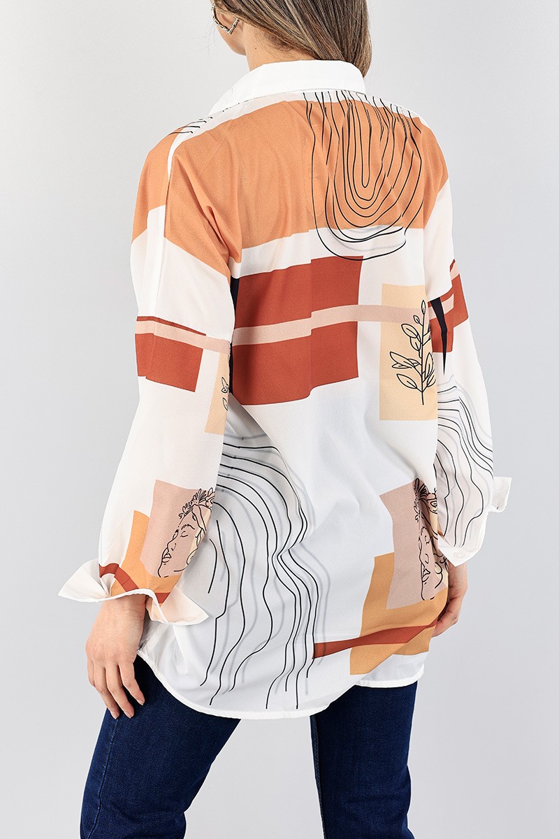 Taba Dijital Baskılı Gömlek Tunik 96409