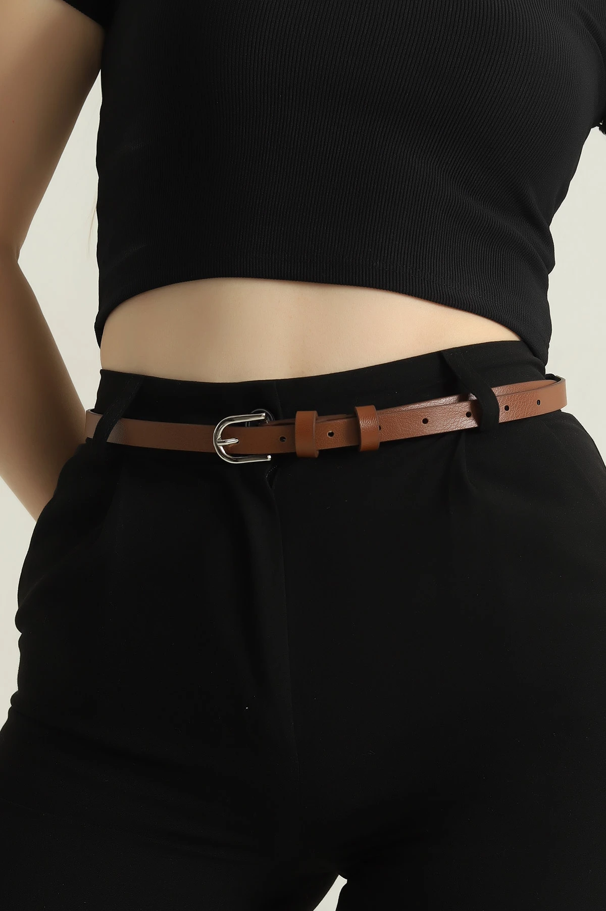 Taba Gümüş Tokalı İnce Kadın Kemer 350744