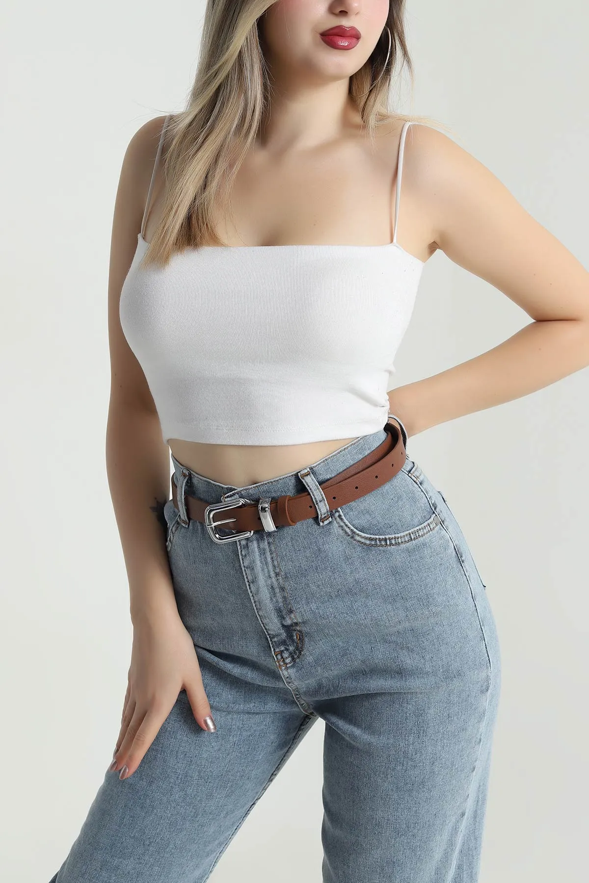 Taba Gümüş Tokalı Kadın Kemer 489503
