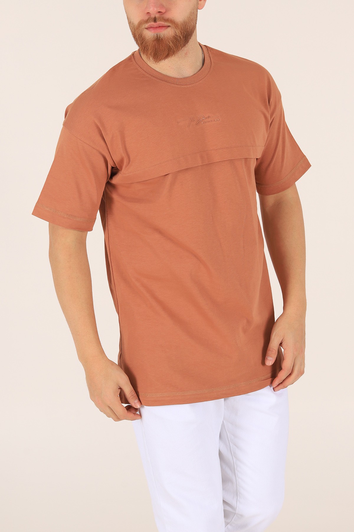 Taba İmza Detaylı Parçalı Oversize Tişört 165226