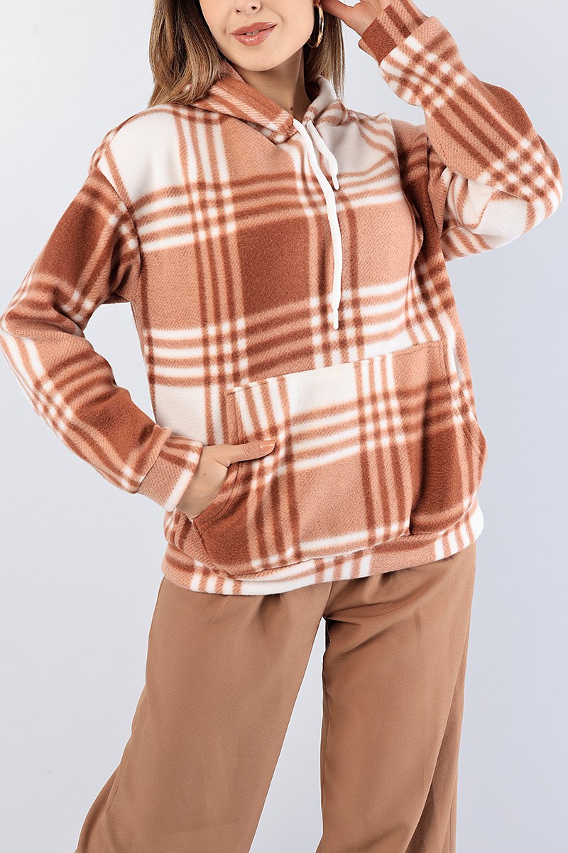 Taba Kapüşonlu Bayan Polar Sweat 78720