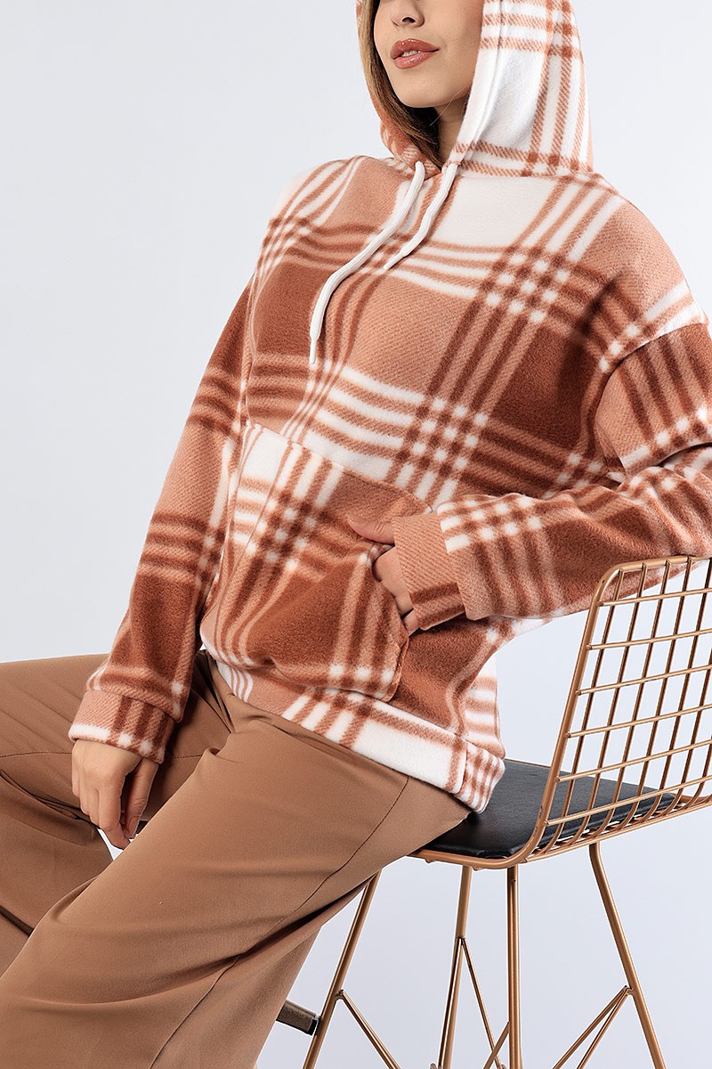 Taba Kapüşonlu Bayan Polar Sweat 78720