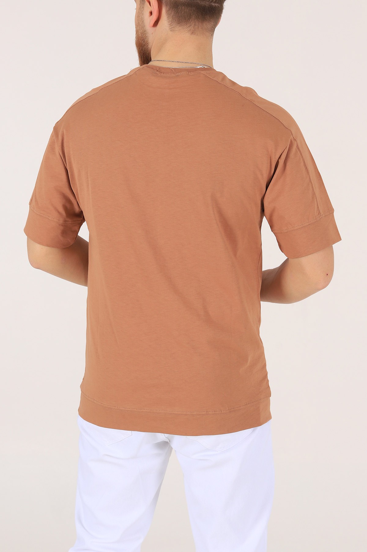 Taba Kolları Lastikli Oversize Erkek Tişört 172420