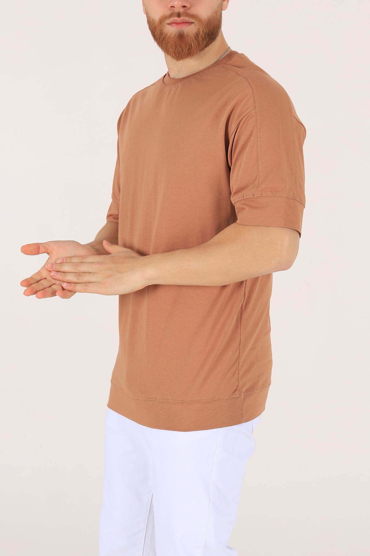 Taba Kolları Lastikli Oversize Erkek Tişört 172420