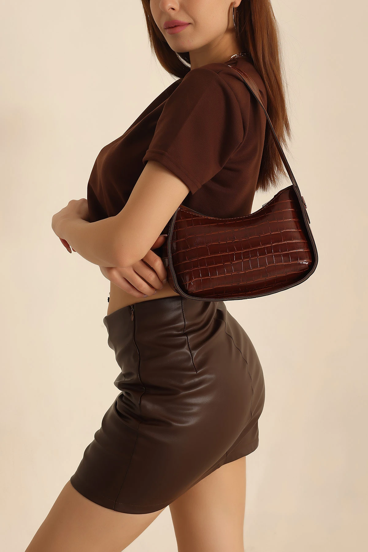 Taba Kroko Desen El ve Omuz Çantası 246897