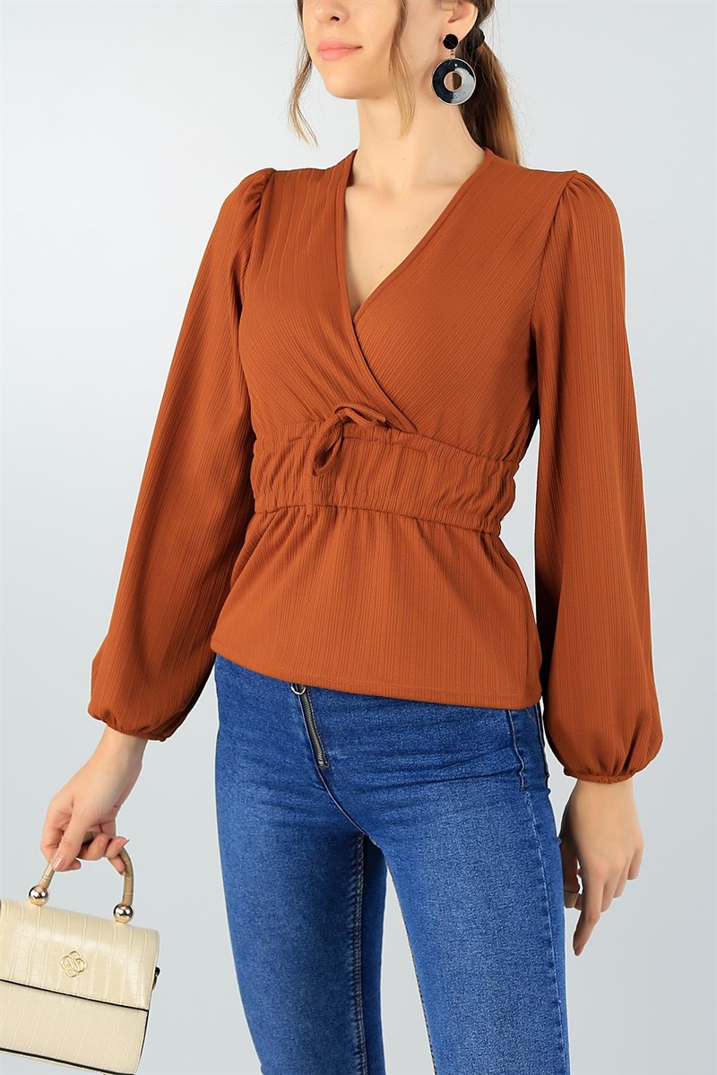Taba Lastikli Likralı Bluz 43748