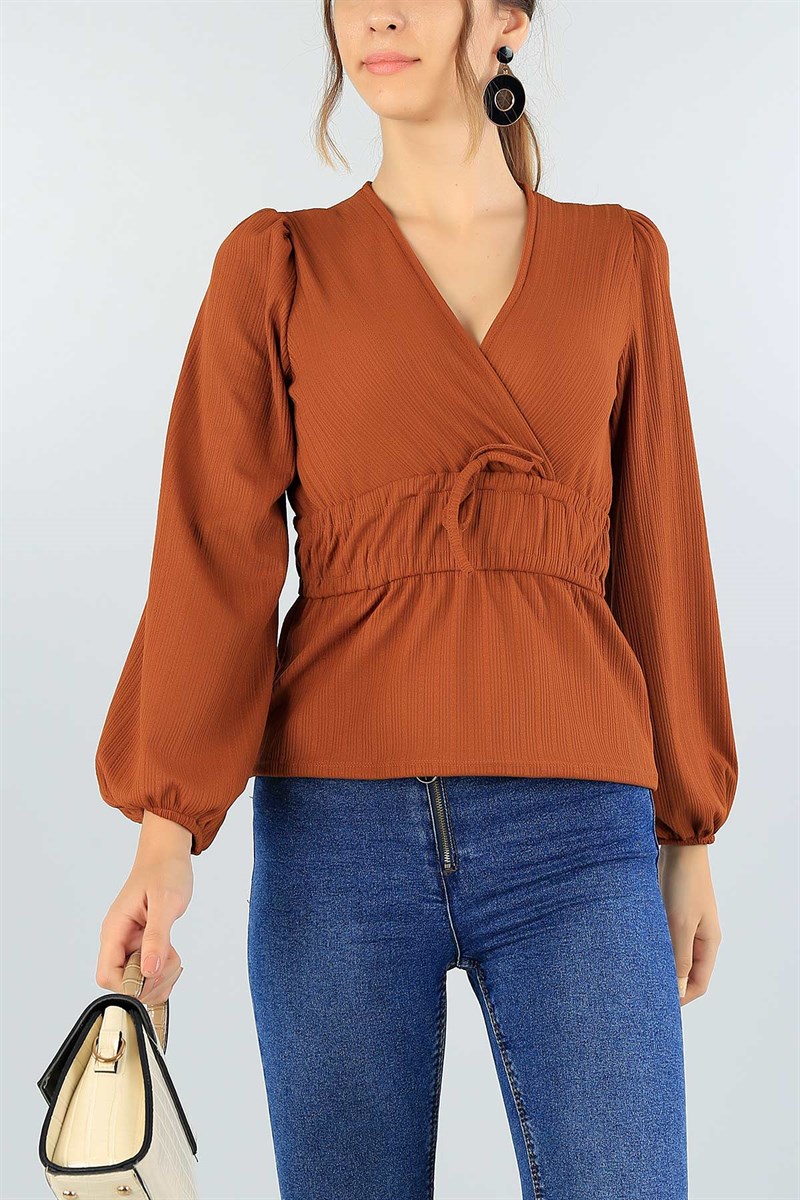 Taba Lastikli Likralı Bluz 43748