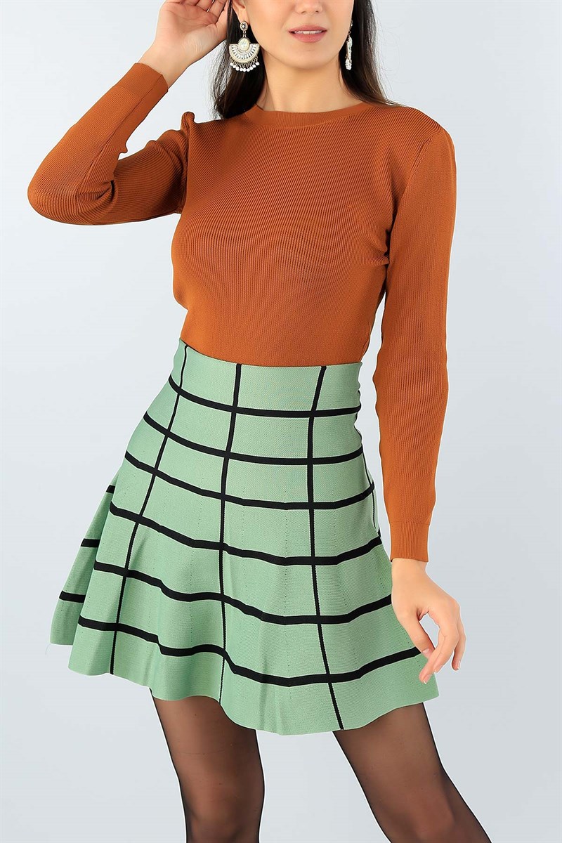 Taba Likralı Bayan Crop Triko 45597
