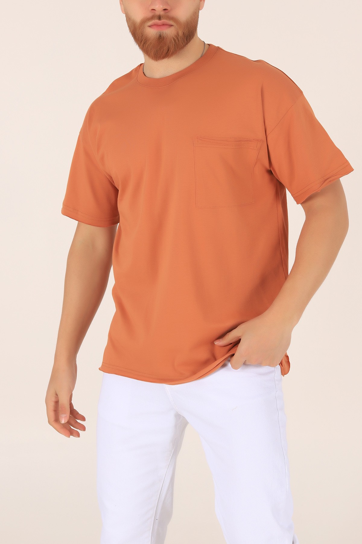 Taba Oversize Cep Detay Erkek Tişört 169690