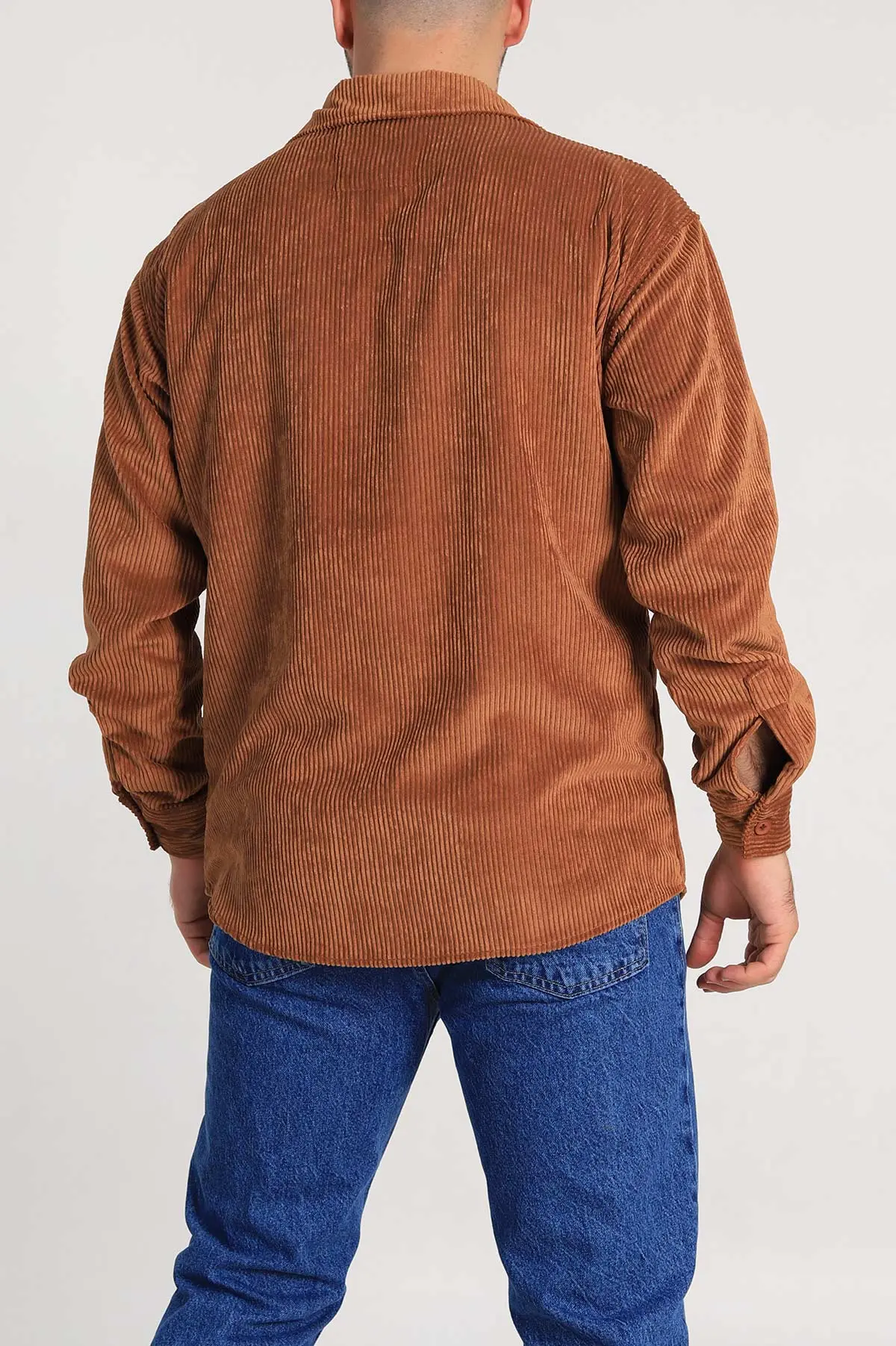 Taba Oversize Fitilli Kadife Cep Detaylı Erkek Gömlek 323860
