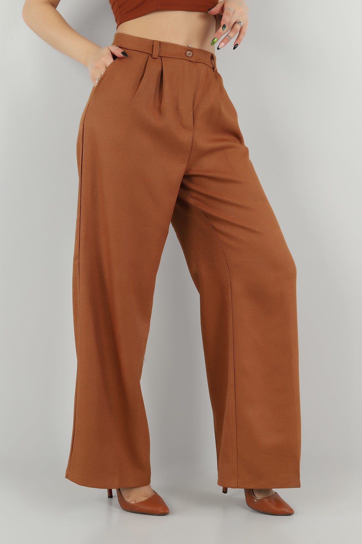 Taba Palazzo Yün Efek Bayan Pantolon -T 149119