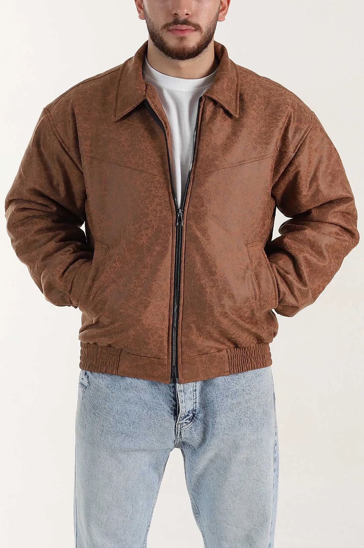 Taba Relaxed Fit Bel Lastikli İçi Dolgulu Erkek Bomber Mont 398714