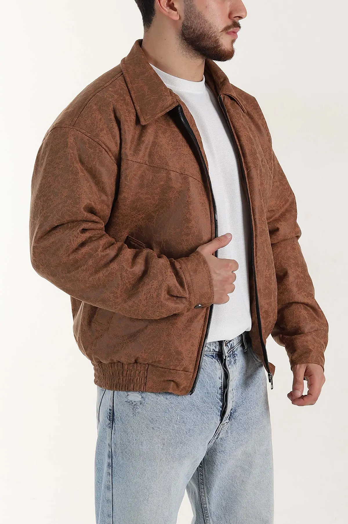 Taba Relaxed Fit Bel Lastikli İçi Dolgulu Erkek Bomber Mont 398714
