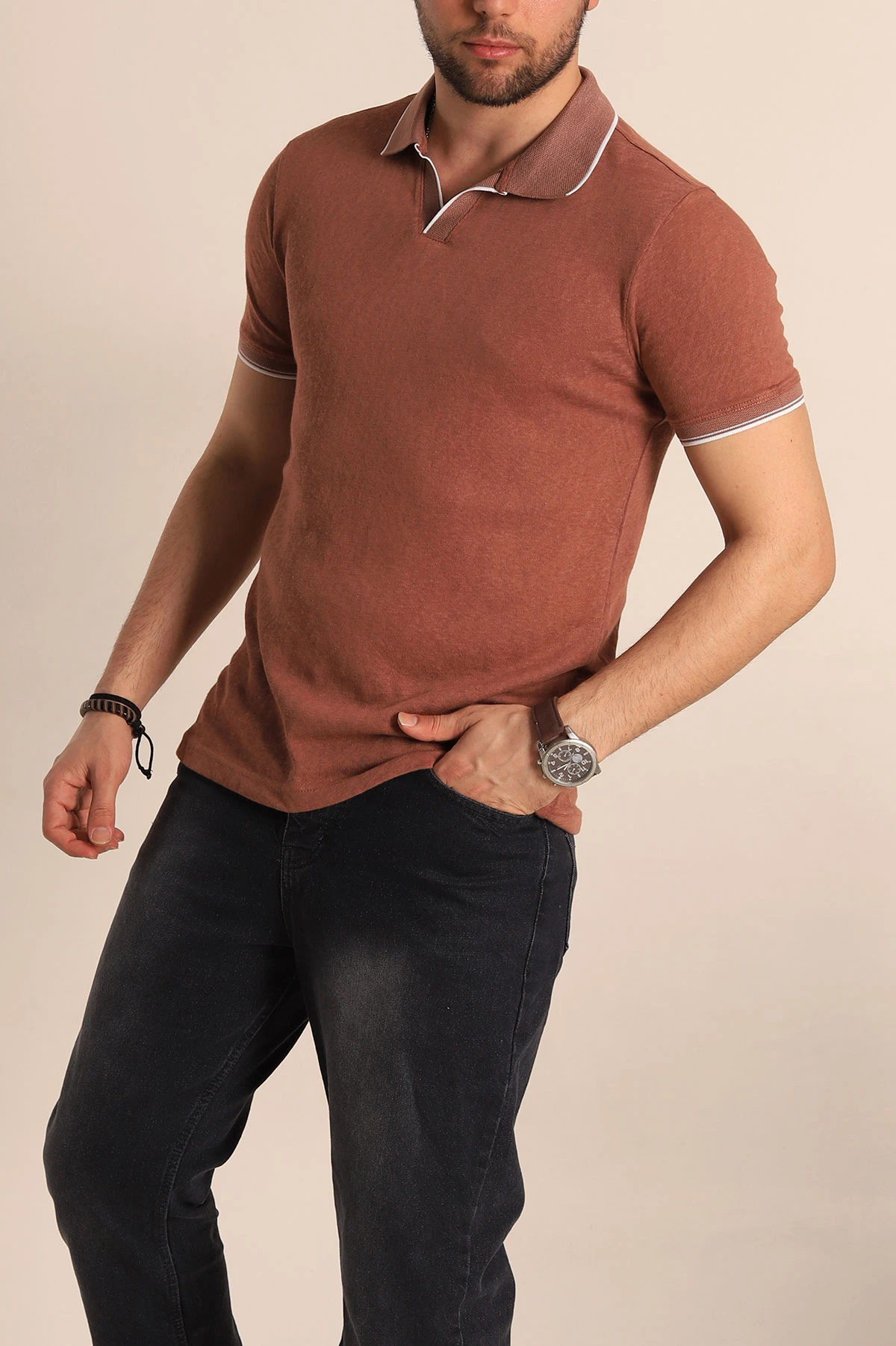 Tarçın Regular Fit Jakarlı Polo Yaka Triko Tişört 263236