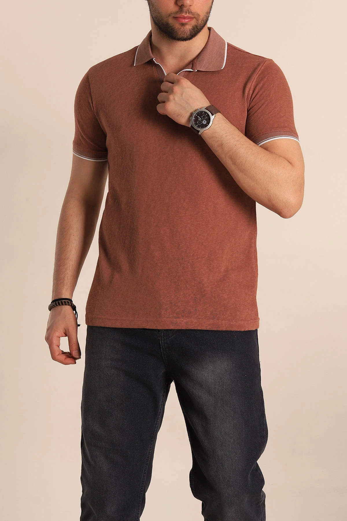 Tarçın Regular Fit Jakarlı Polo Yaka Triko Tişört 263236
