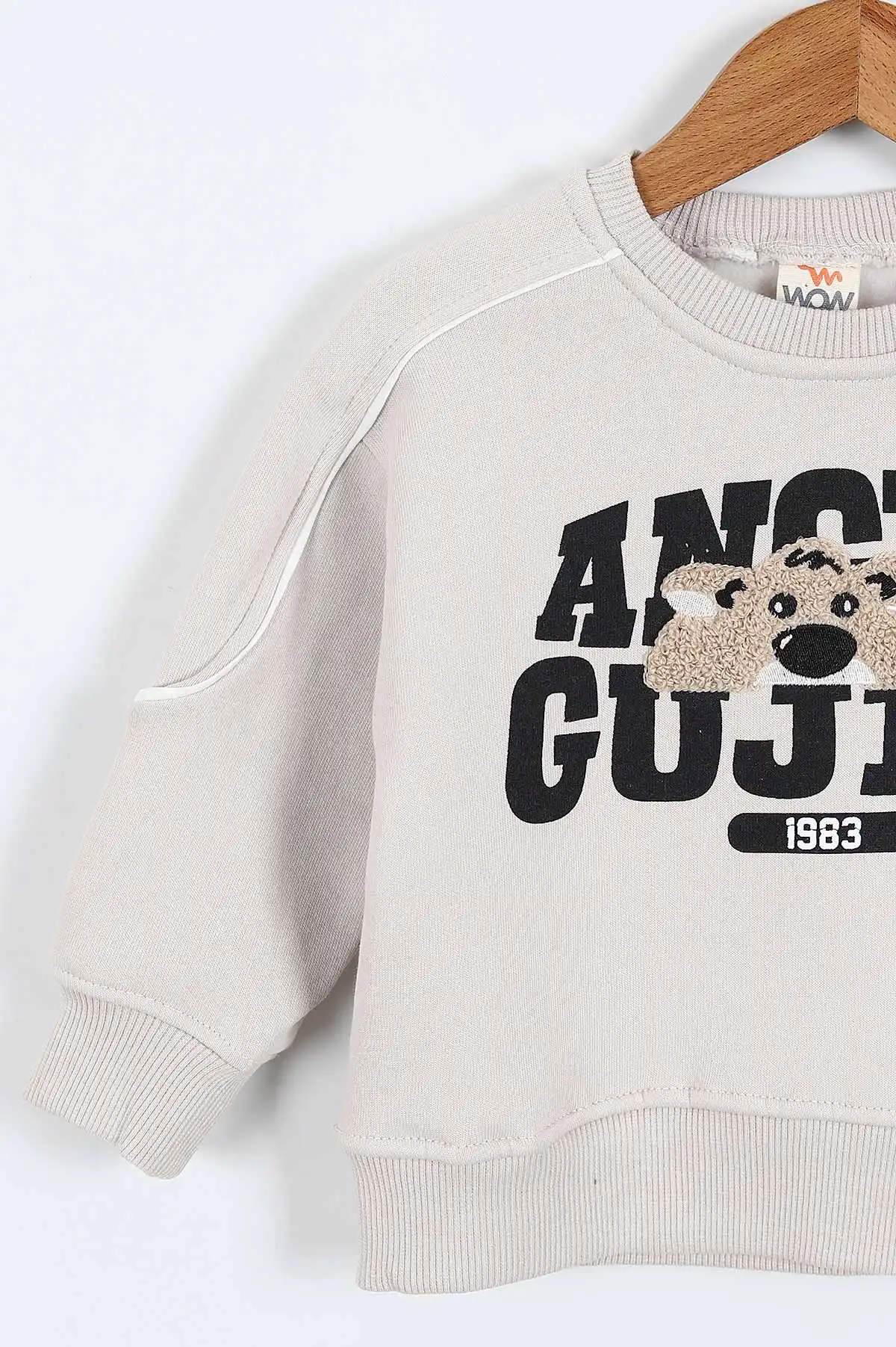 Taş (0-4 Yaş)Gujje Baskılı Biye Detaylı  3  İp Şardonlu Erkek Çocuk Sweatshirt 417570