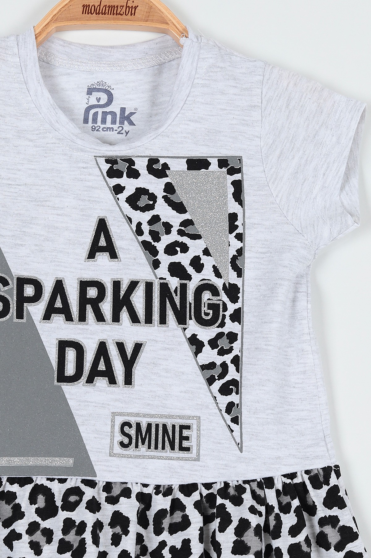 Taş (2-5 Yaş) Sparkıng Day Leopar Baskılı Kız Çocuk Elbise 190997