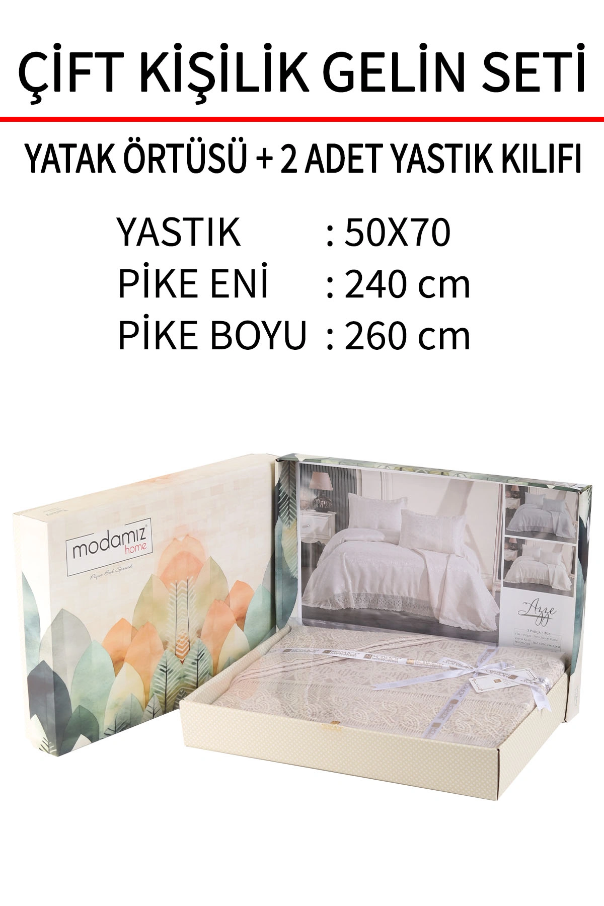 Taş 240x260 Dantelli Çift Kişilik Gelin Seti Yatak Örtüsü 282647