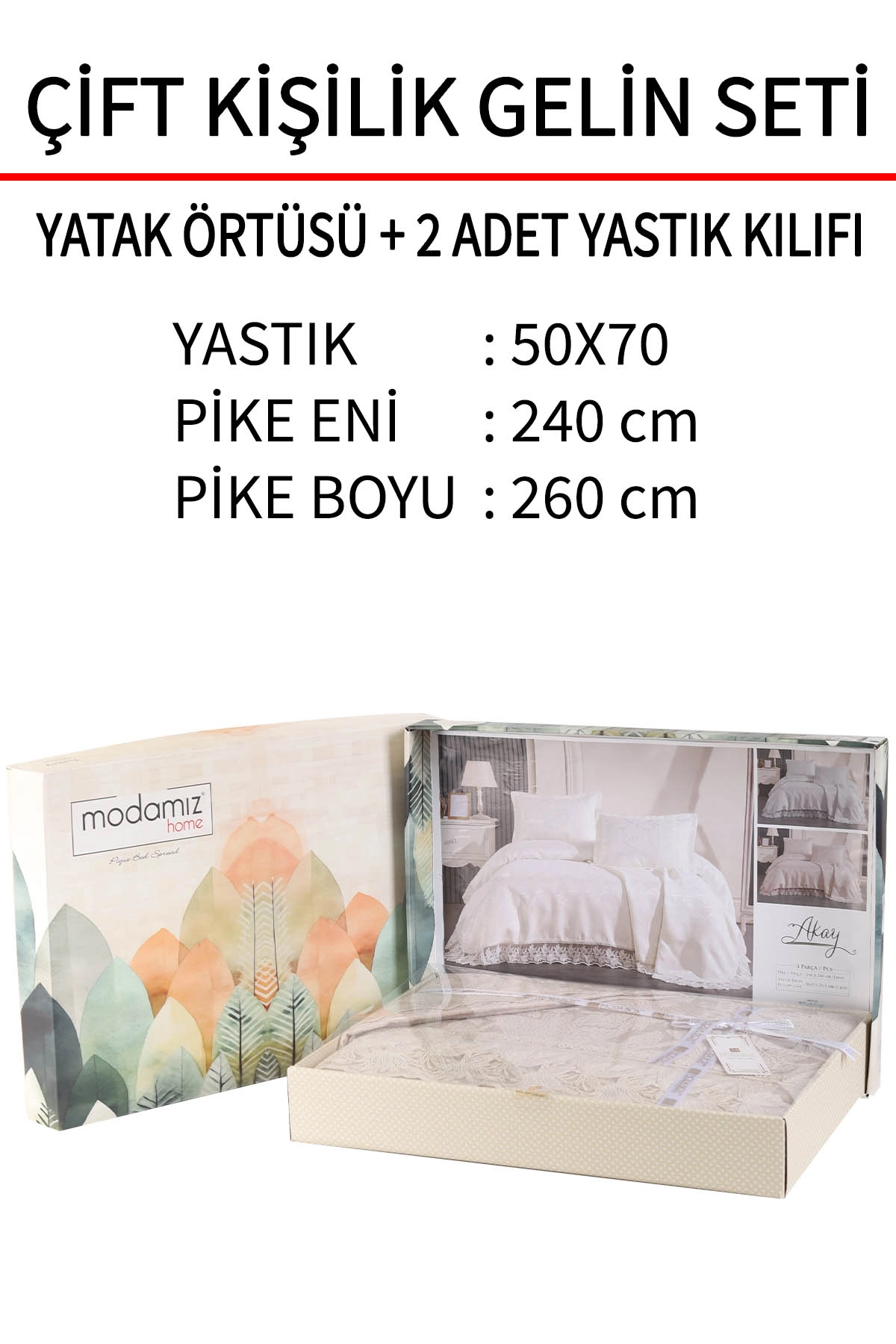 Taş 240x260 Dantelli Çift Kişilik Gelin Seti Yatak Örtüsü 282727