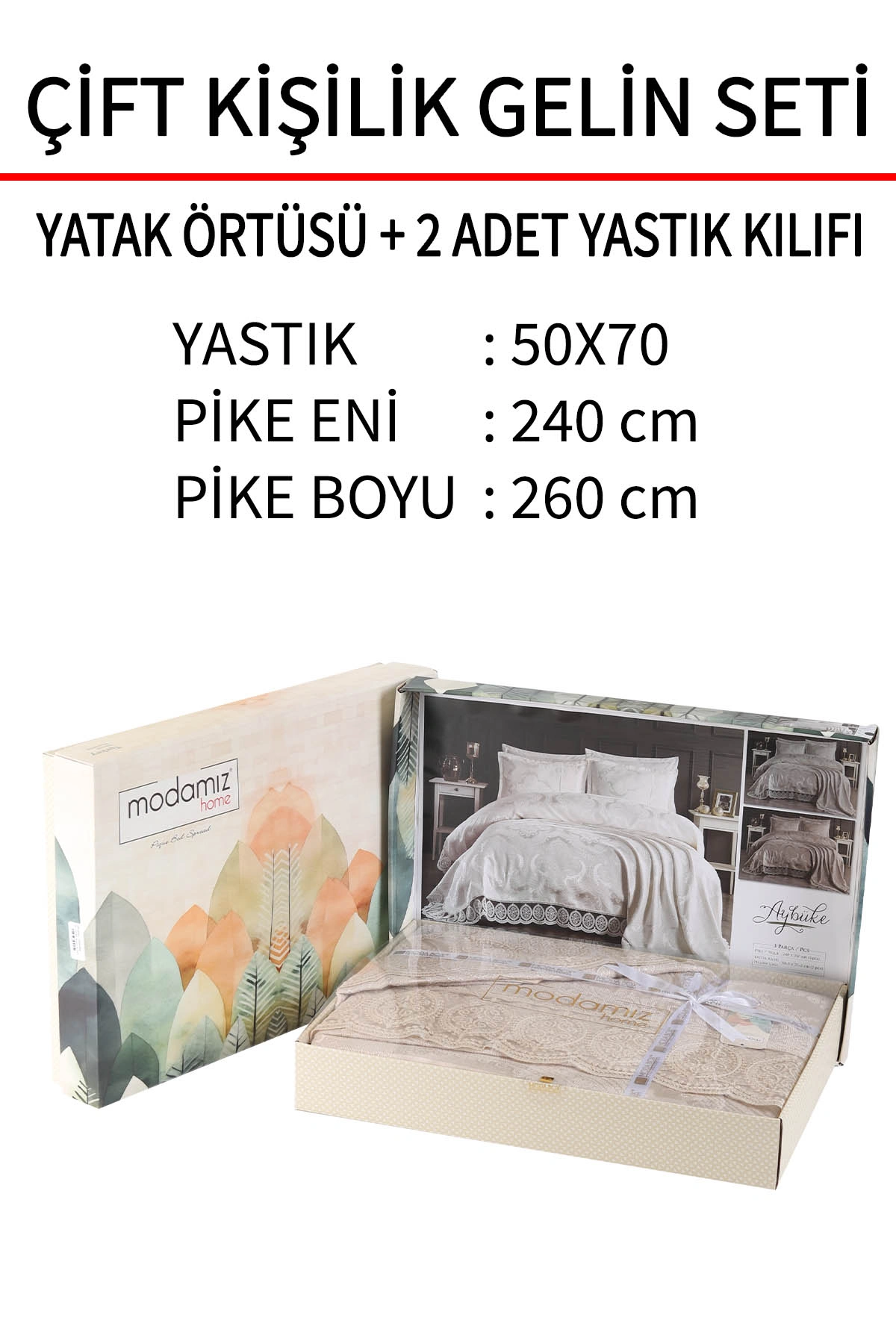 Taş 240x260 Dantelli Çift Kişilik Gelin Seti Yatak Örtüsü 282993