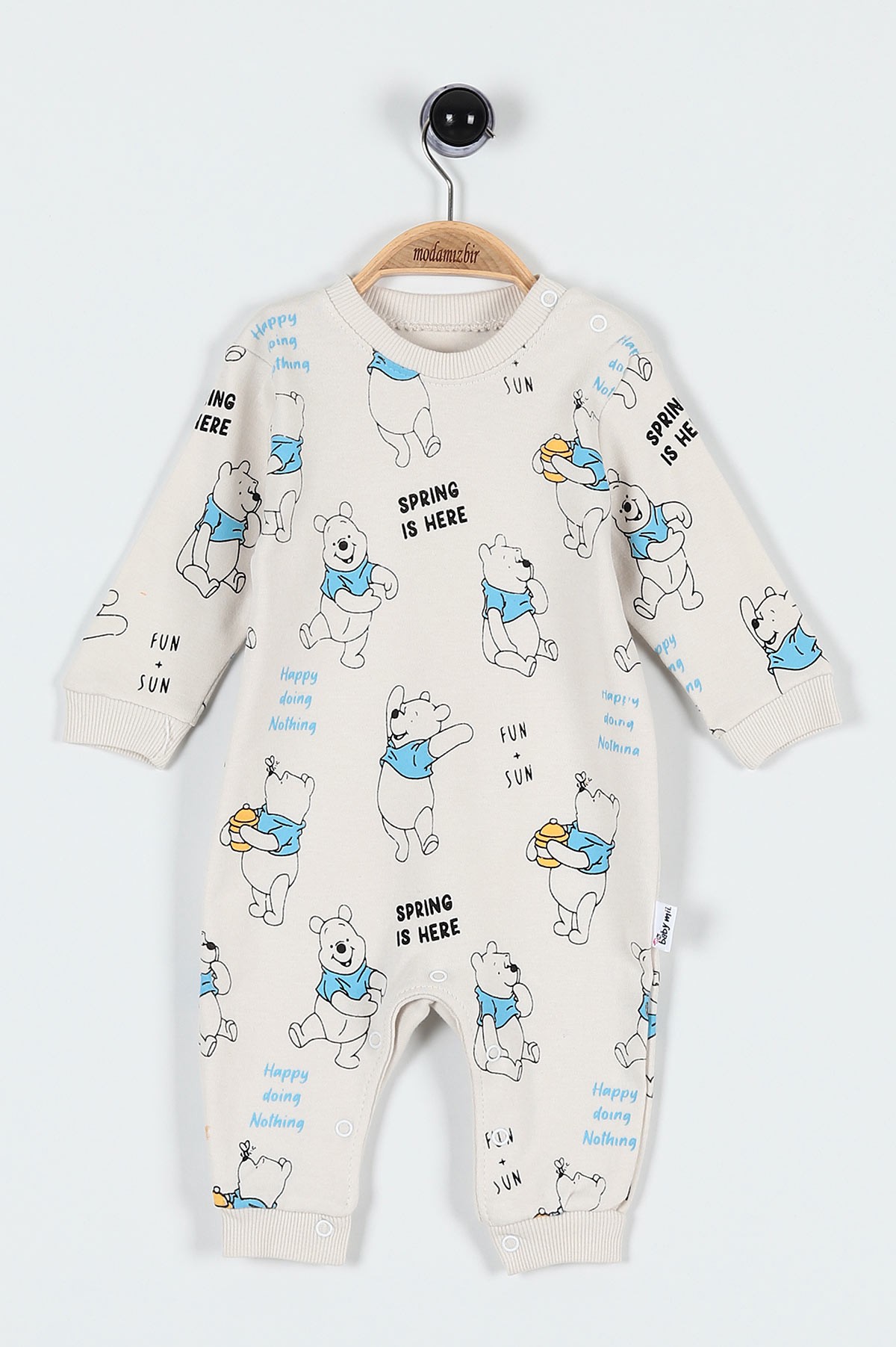 Taş (3-15 Ay) Ballı Ayı Baskılı Erkek Bebe Tulum 184240