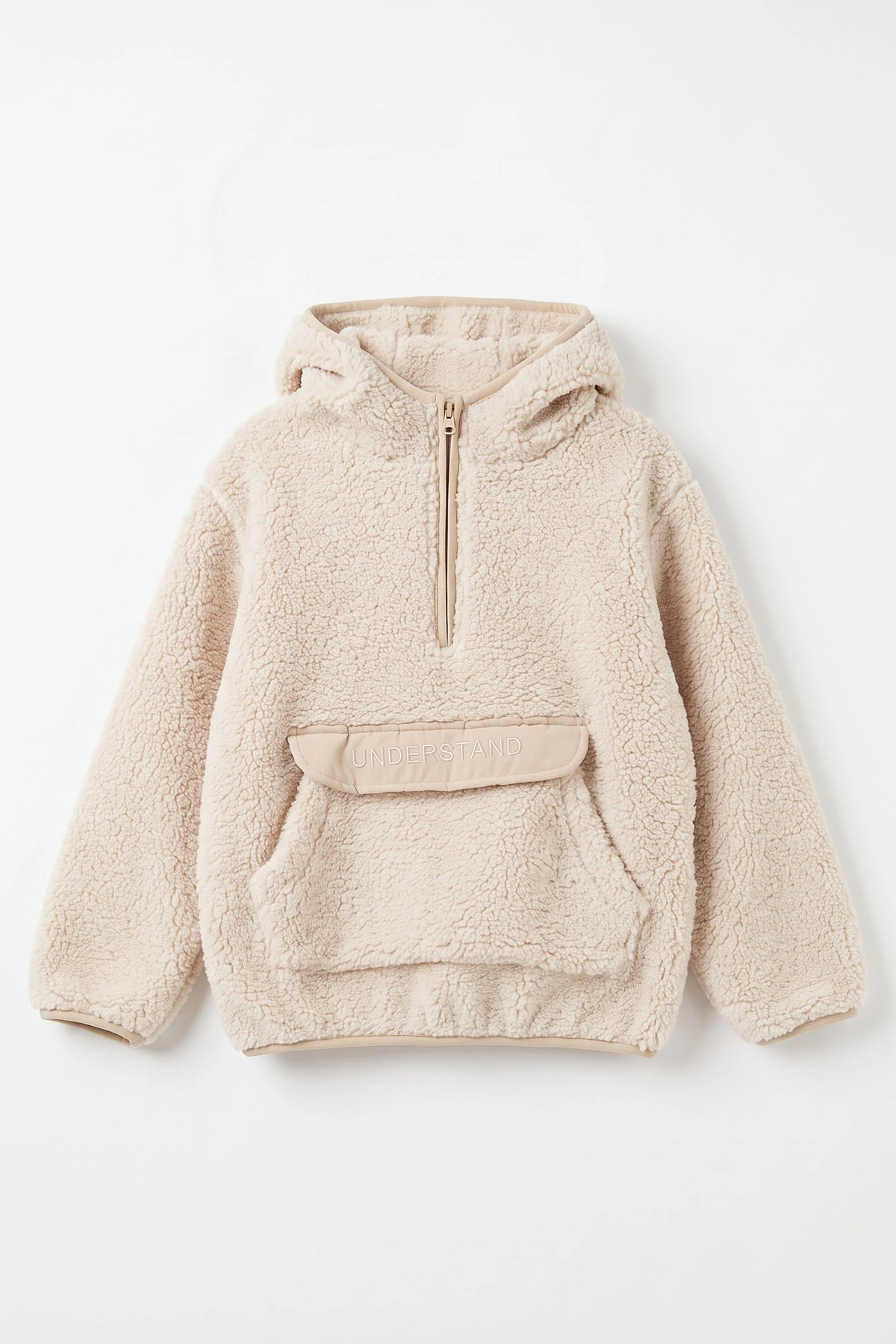Taş (1-8 Yaş) Understand Nakışlı Kapüşonlu Kanguru Cepli Yardım Fermuarlı Kuzu Erkek Çocuk Sweatshirt 496326