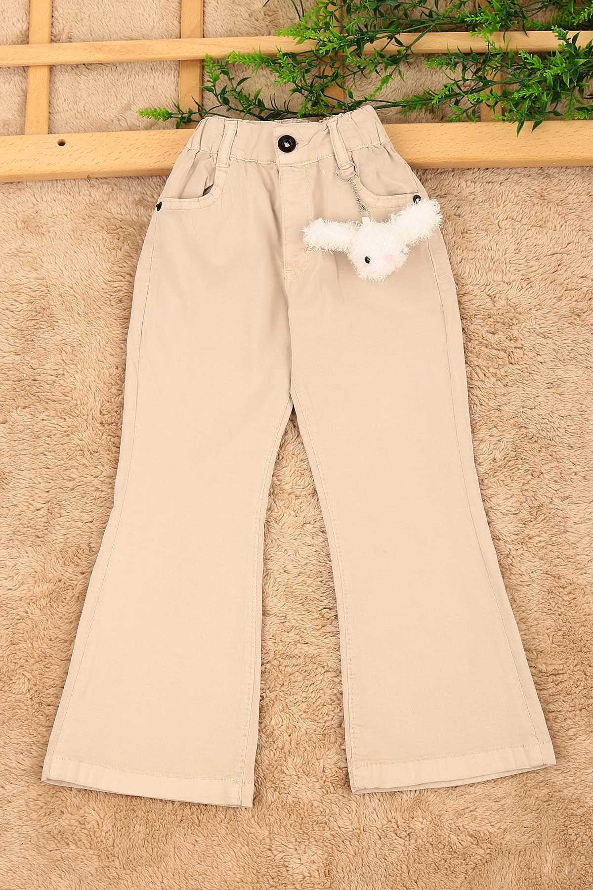 Taş (5-8 Yaş) Işıklı Tavşan Oyuncaklı Kız Çocuk Pantolon 161688