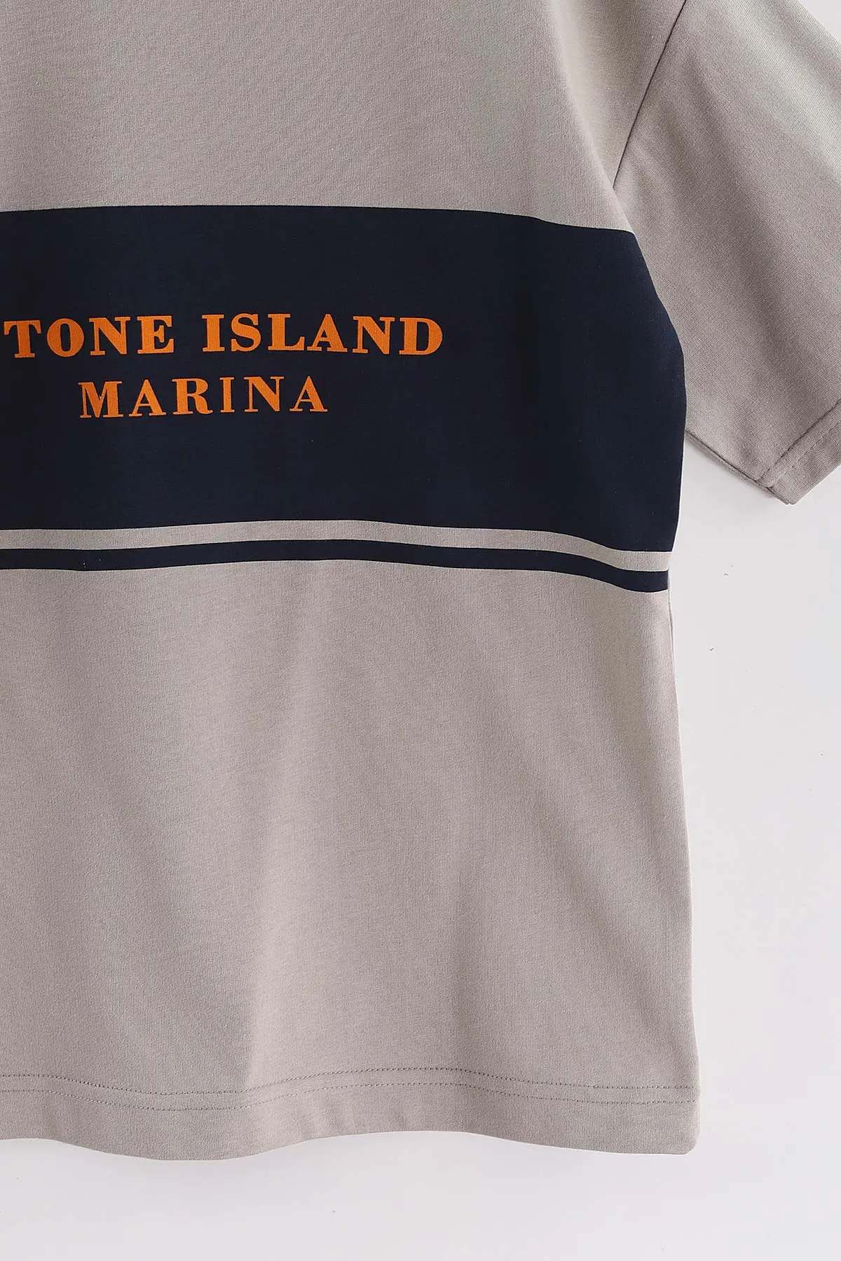 Taş (6-14 Yaş) Stone Island Baskılı 2 İp Erkek Çocuk Tişört 469285