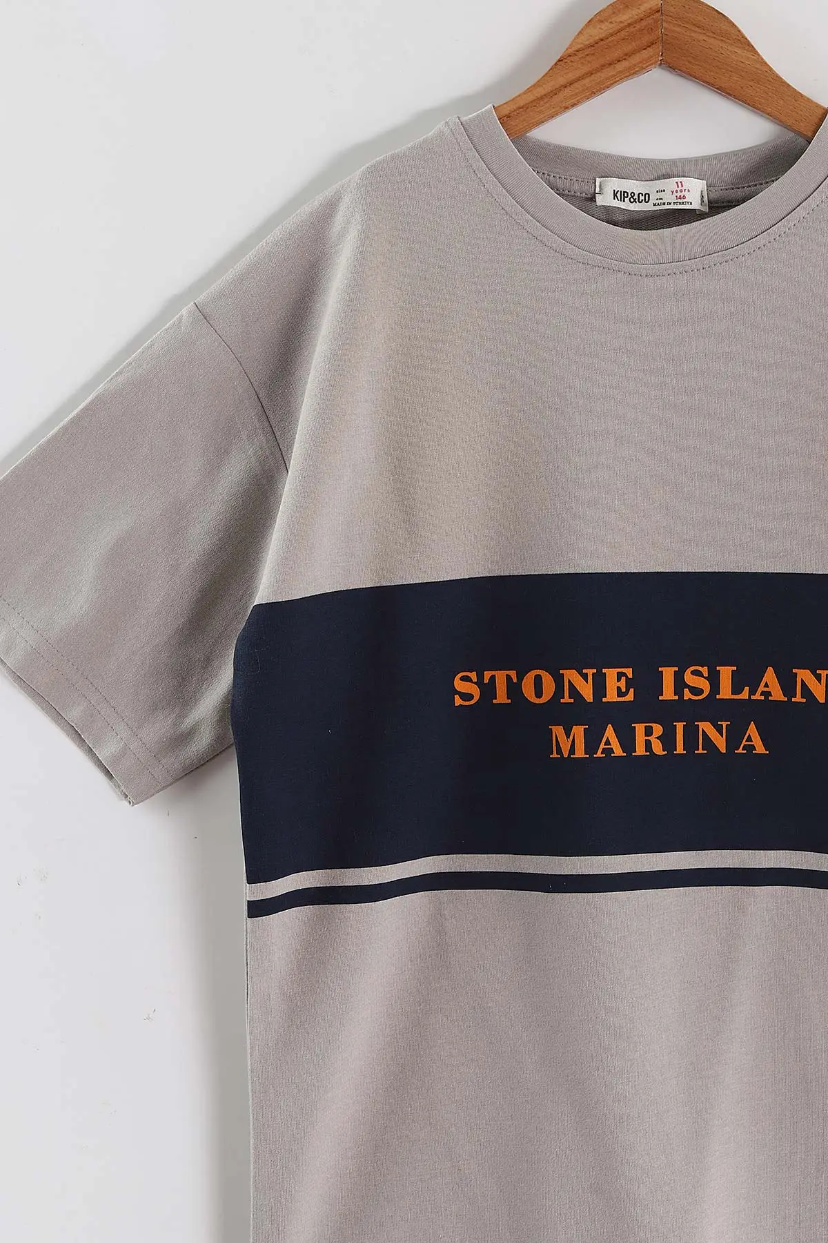 Taş (6-14 Yaş) Stone Island Baskılı 2 İp Erkek Çocuk Tişört 469285