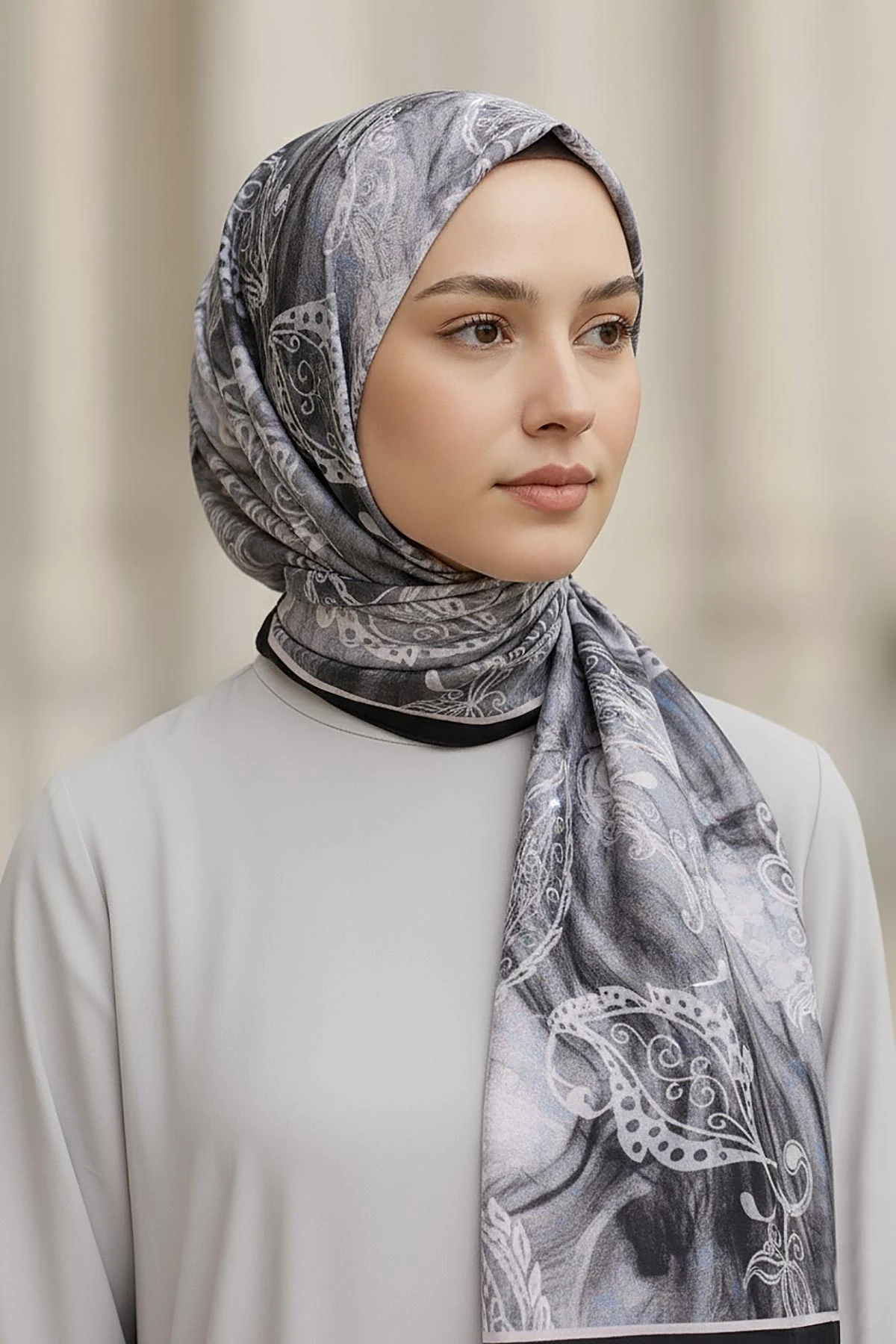 Taş 75x180 Cm Our Fashion Dijital Baskılı Desenli Bambu Kraş Şal 408683