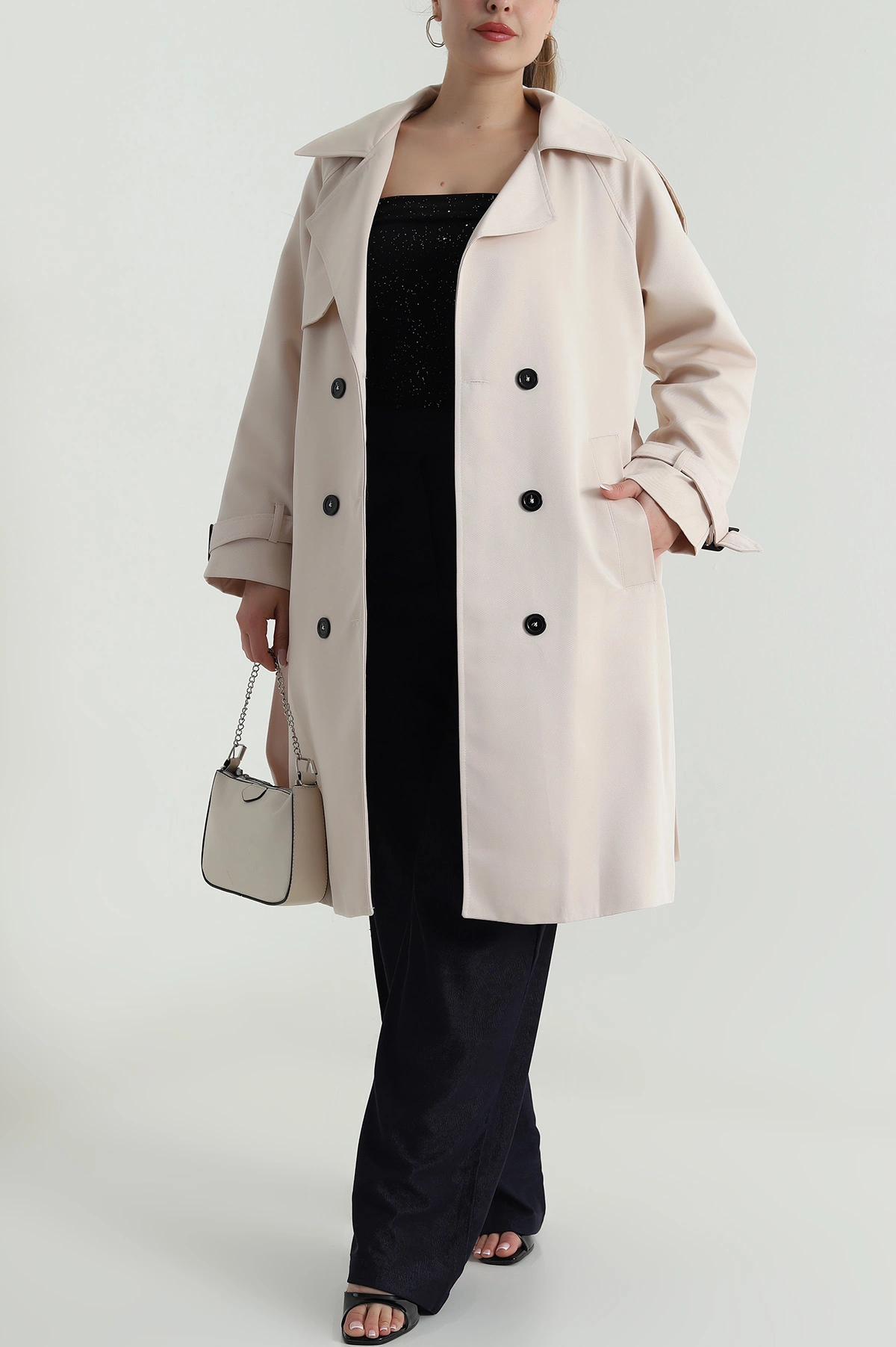 Taş Aller Detay Kadın Gabardin Trençkot 485783