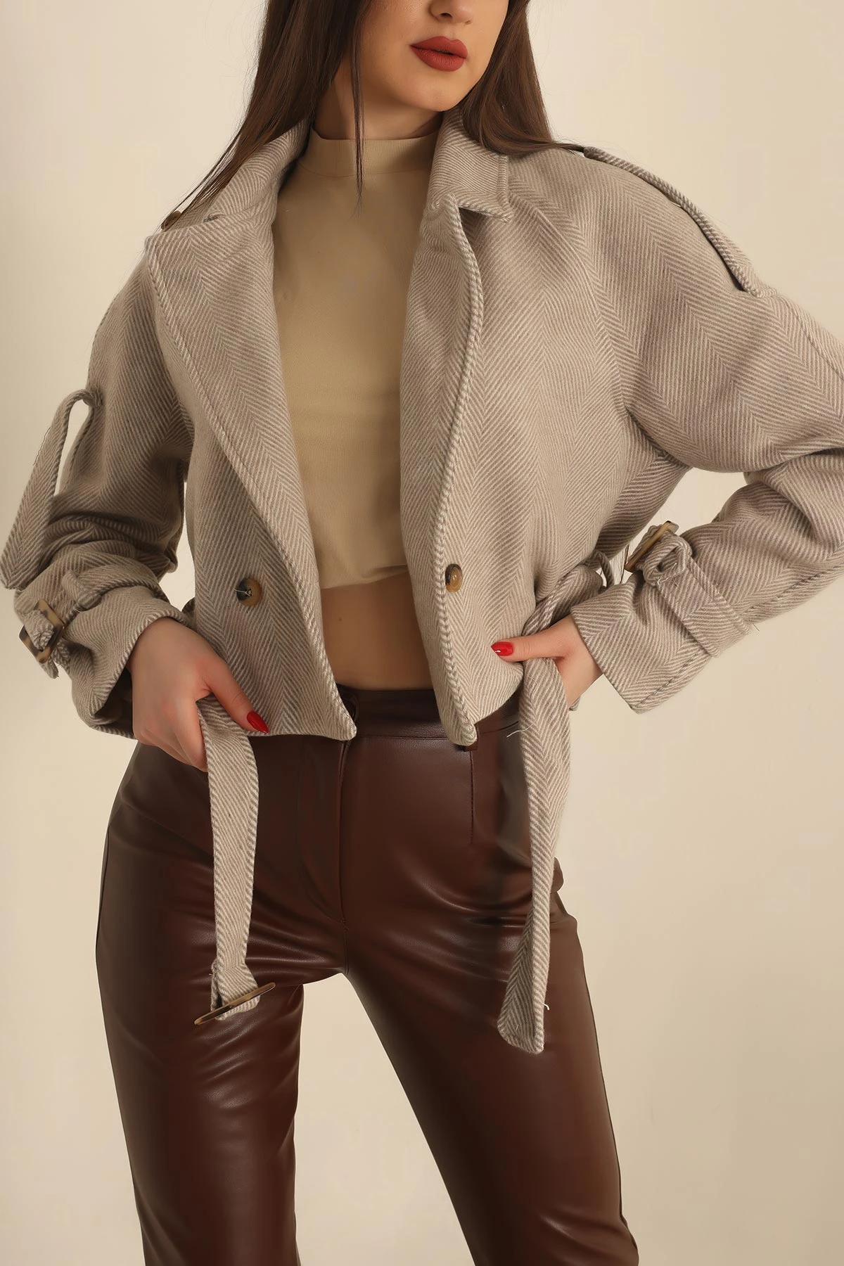Taş Astarlı Bayan Kaşe Mont 232989