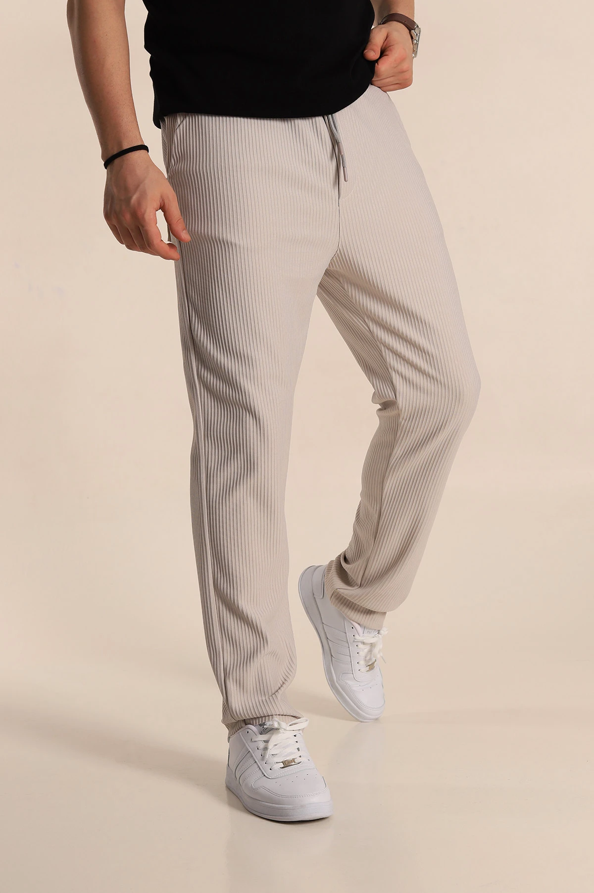 Taş Baggy Fit Bel Bağlamalı Kesik Paça Erkek Jogger Pantolon 257473