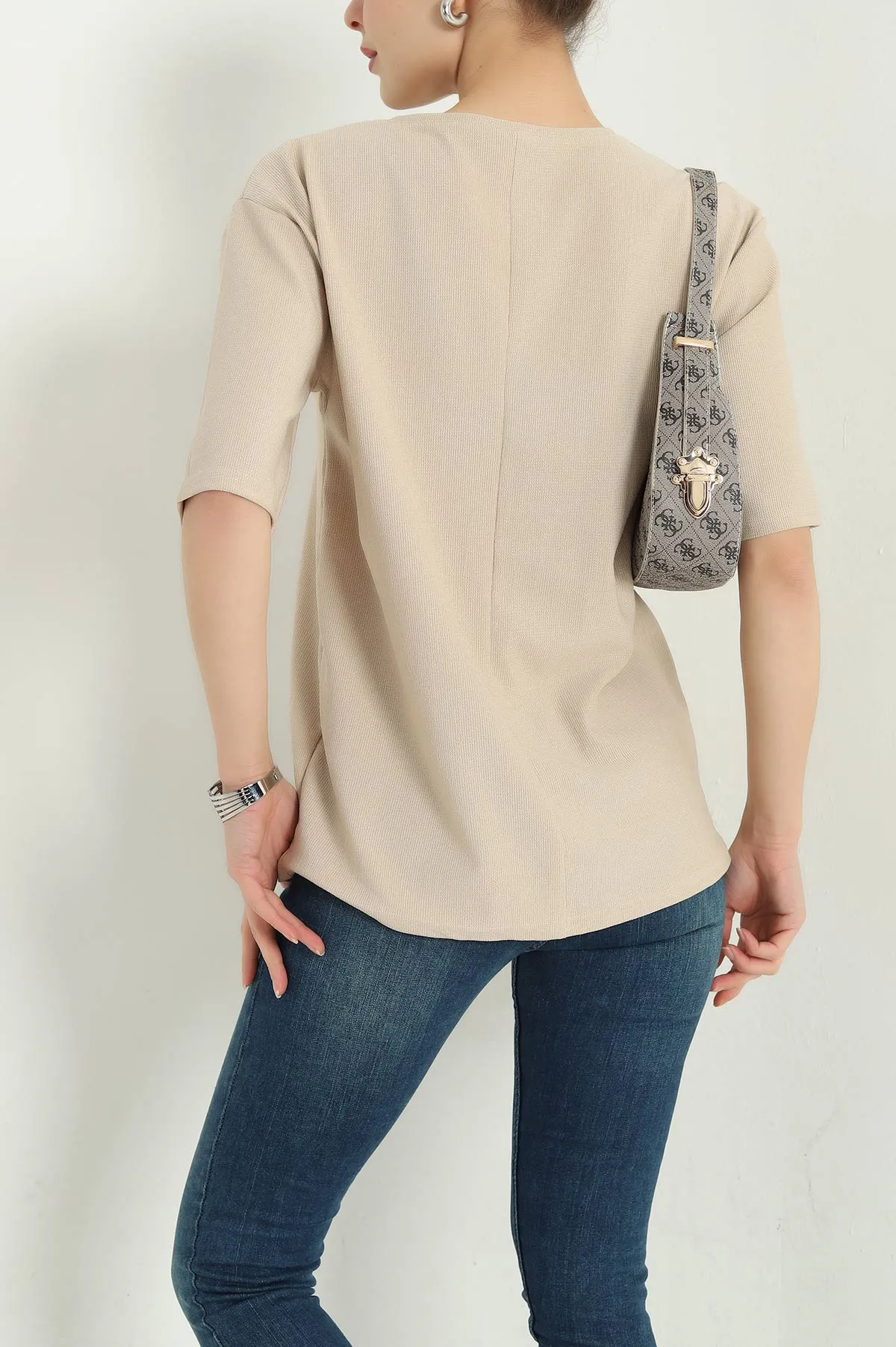 Taş Basic Dokulu Bayan Tişört 337684